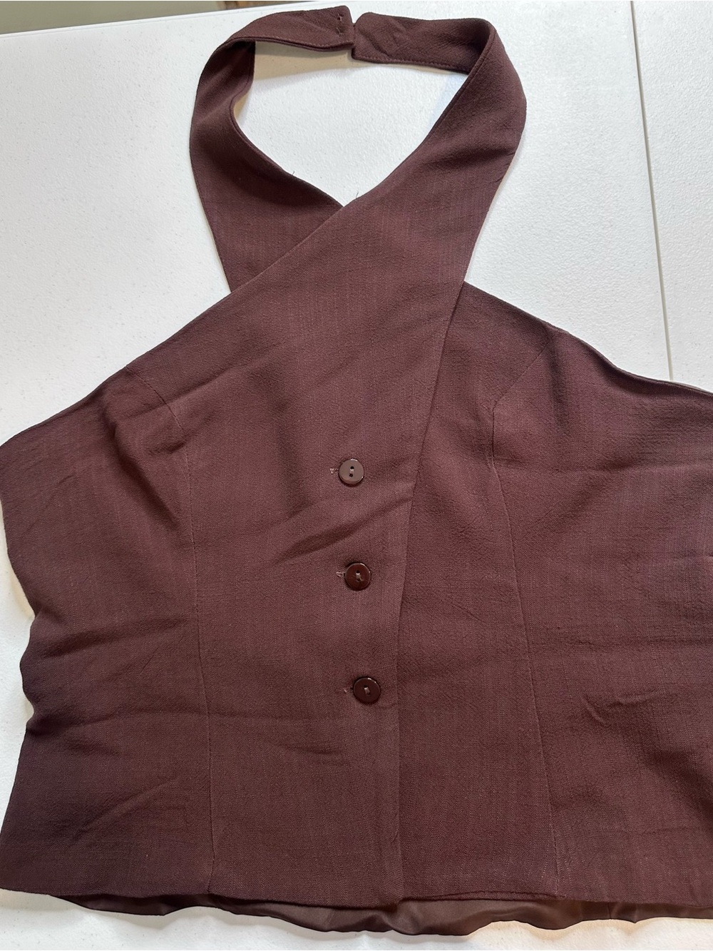 Coord. Fashion Nova Brown Halter Button-Front Top